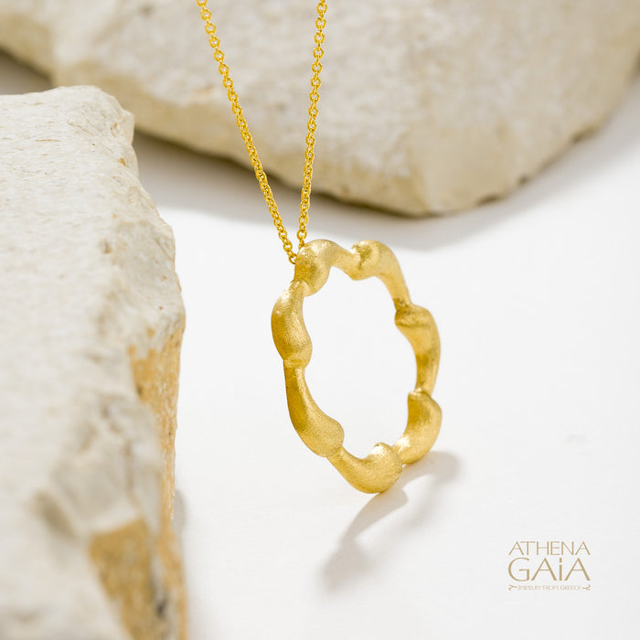 Ocean Waves Pendant Necklace (Small) - 18k Gold Necklace