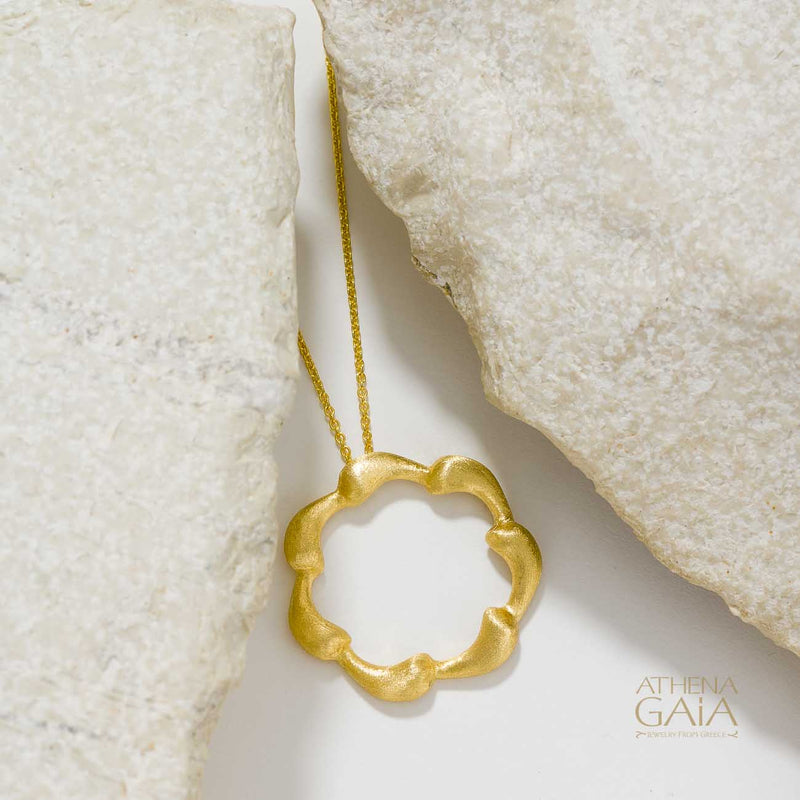 Ocean Waves Pendant Necklace (Small) - 18k Gold Necklace