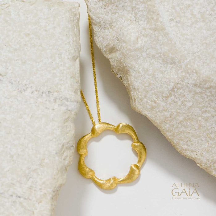 Ocean Waves Pendant Necklace (Small) - 18k Gold Necklace