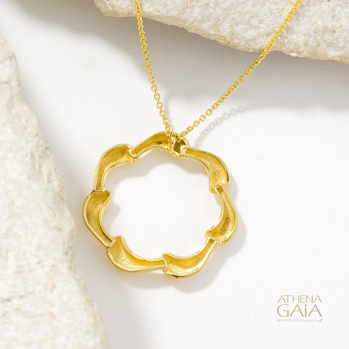 Ocean Waves Pendant Necklace (Small) - 18k Gold Necklace