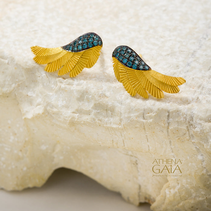 Icarus Blue Diamond Earrings - 18k Gold & Diamonds Earrings