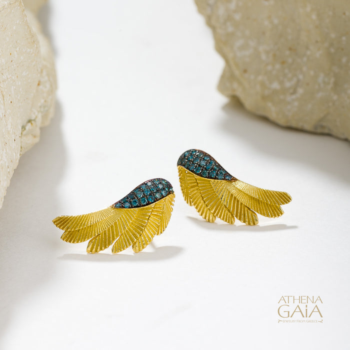 Icarus Blue Diamond Earrings - 18k Gold & Diamonds Earrings