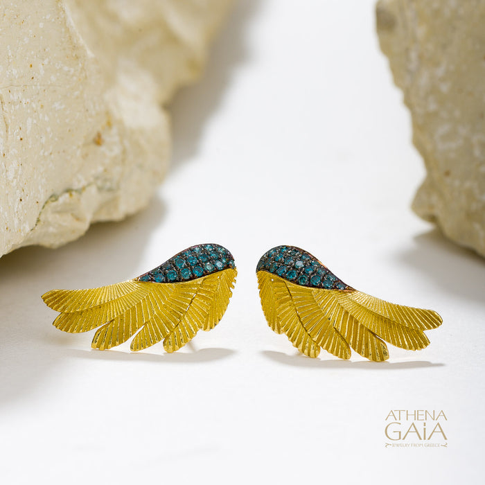 Icarus Blue Diamond Earrings - 18k Gold & Diamonds Earrings