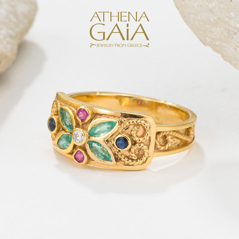 Regal Byzantine Butterfly Sky Ring - 18k Gold Ring