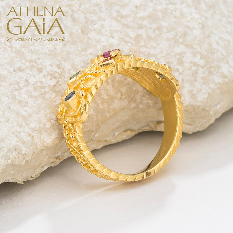 Regal Byzantine Echelon Ring - 18k Gold Ring