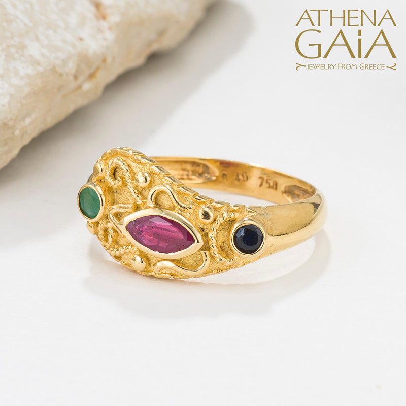 Regal Byzantine Pore Ring - 18k Gold Ring