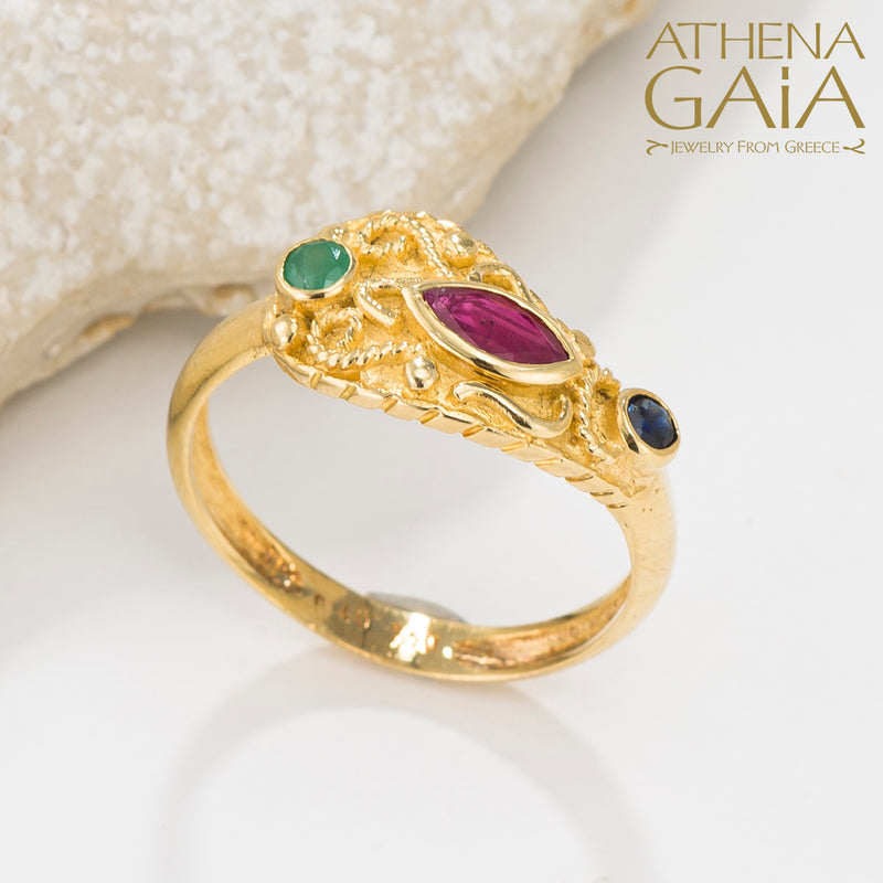 Regal Byzantine Pore Ring - 18k Gold Ring