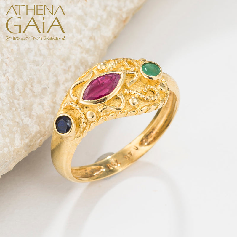 Regal Byzantine Pore Ring - 18k Gold Ring