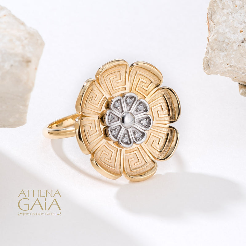 Mythical Anemone Key Petal Ring - 18k Gold Ring - Cocktail Ring