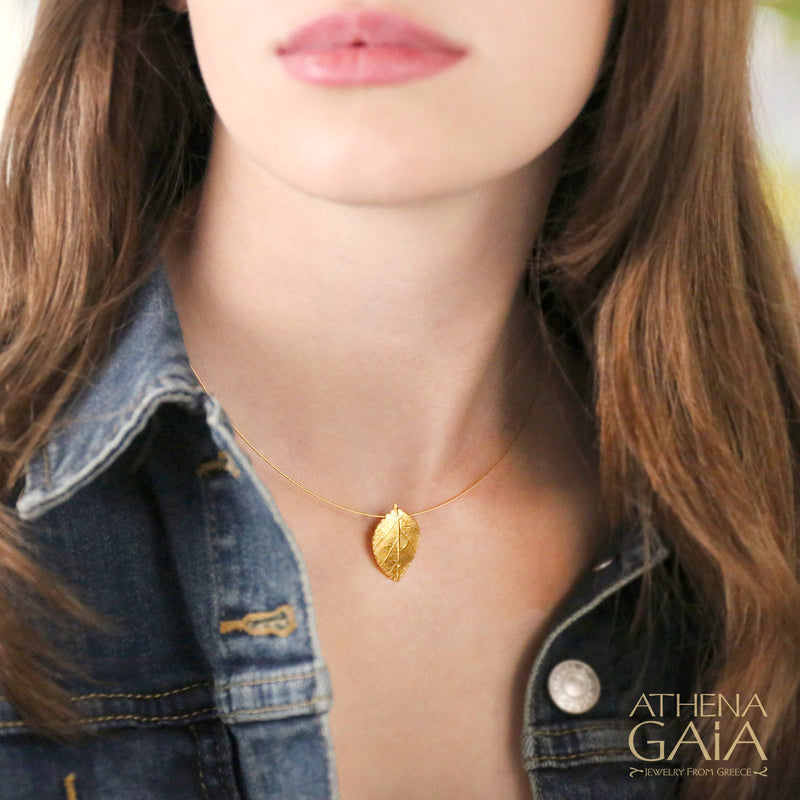 Empathic Kurio Leaf Pendant Necklace - 14k Gold Necklace