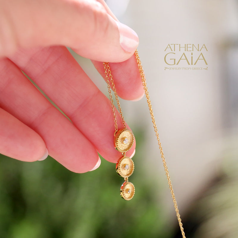 Geometric Descending Circles Necklace - 18k Gold Necklace