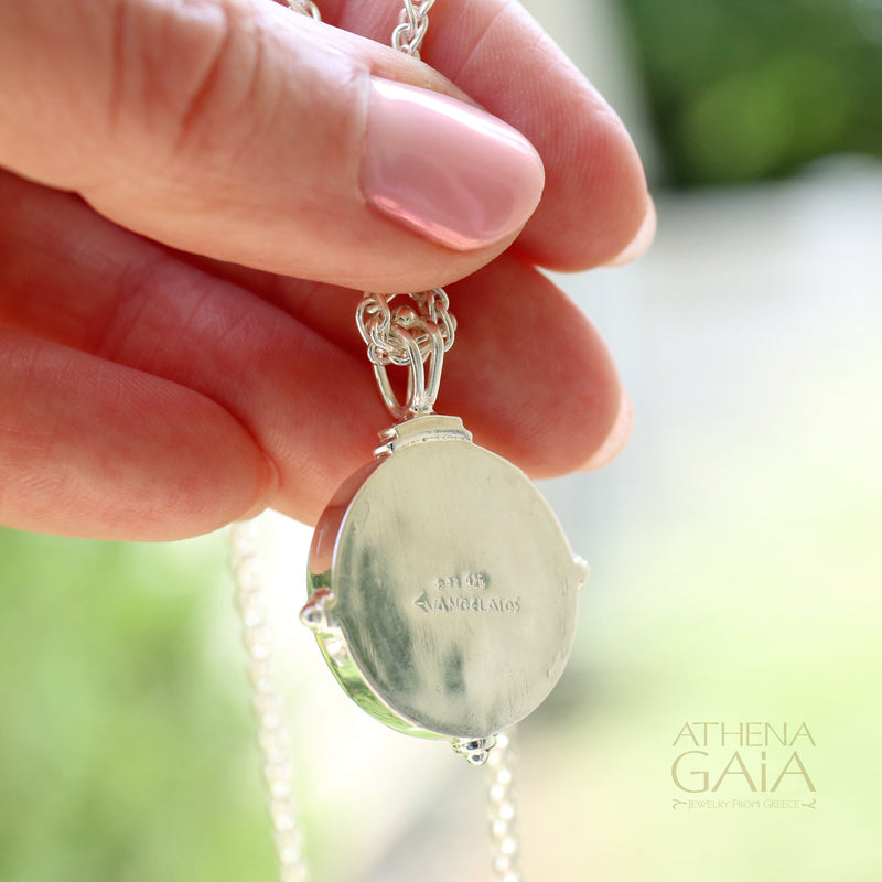 Greek Owl Pendant - Sterling Silver Pendant