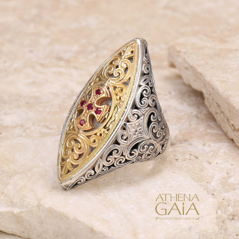 Faidra Ring - 18k Gold & Sterling Silver Ring - Cocktail Ring