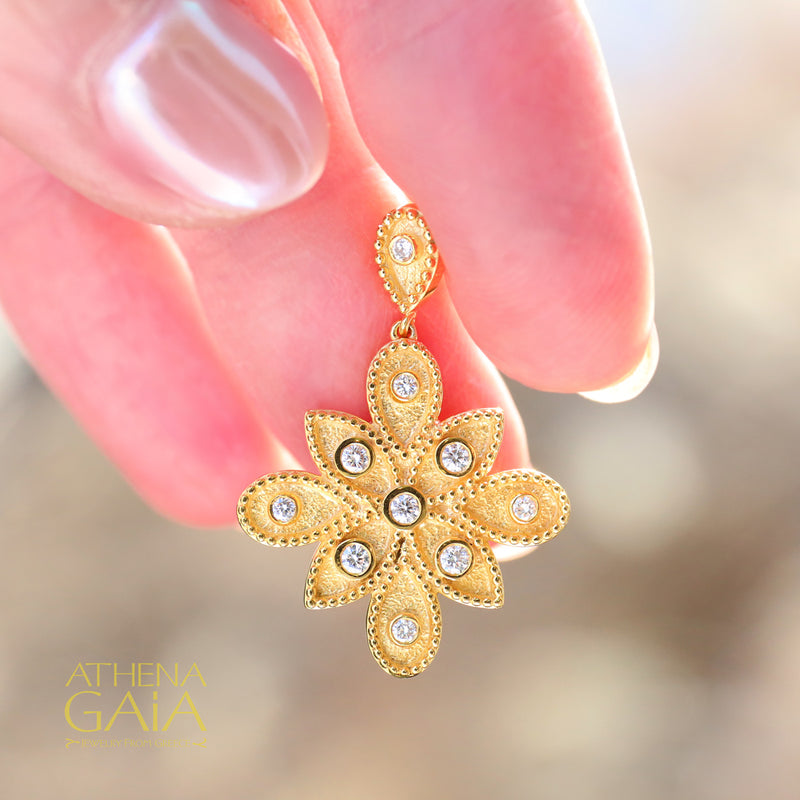 Geometric Drop Earrings - 18k Gold Earrings - Chandelier Earrings