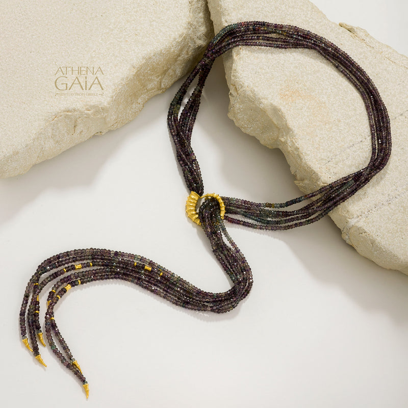 Ram Horn Sapphire River Necklace - 18k Gold Necklace