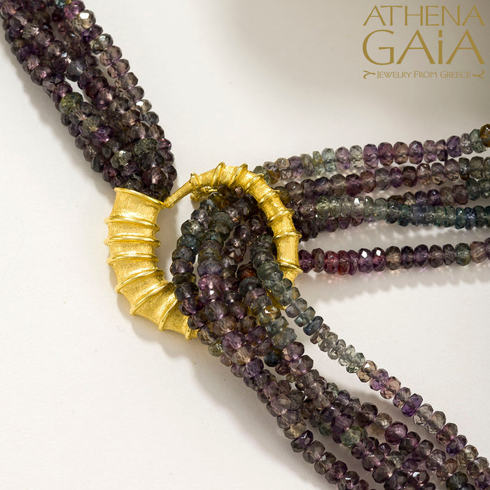 Ram Horn Sapphire River Necklace - 18k Gold Necklace