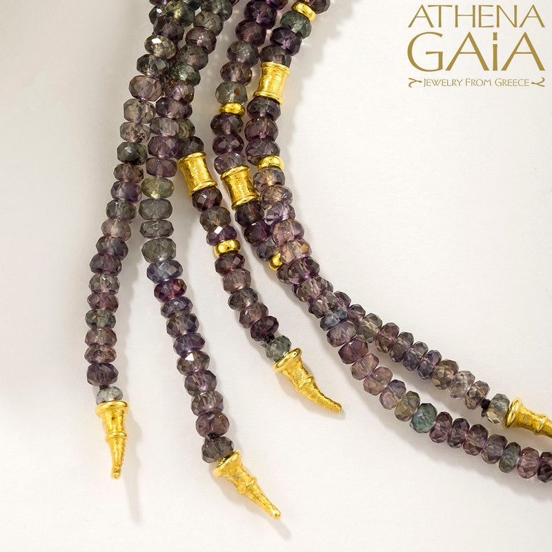 Ram Horn Sapphire River Necklace - 18k Gold Necklace