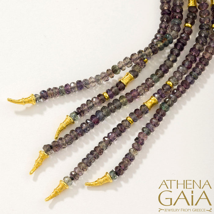 Ram Horn Sapphire River Necklace - 18k Gold Necklace