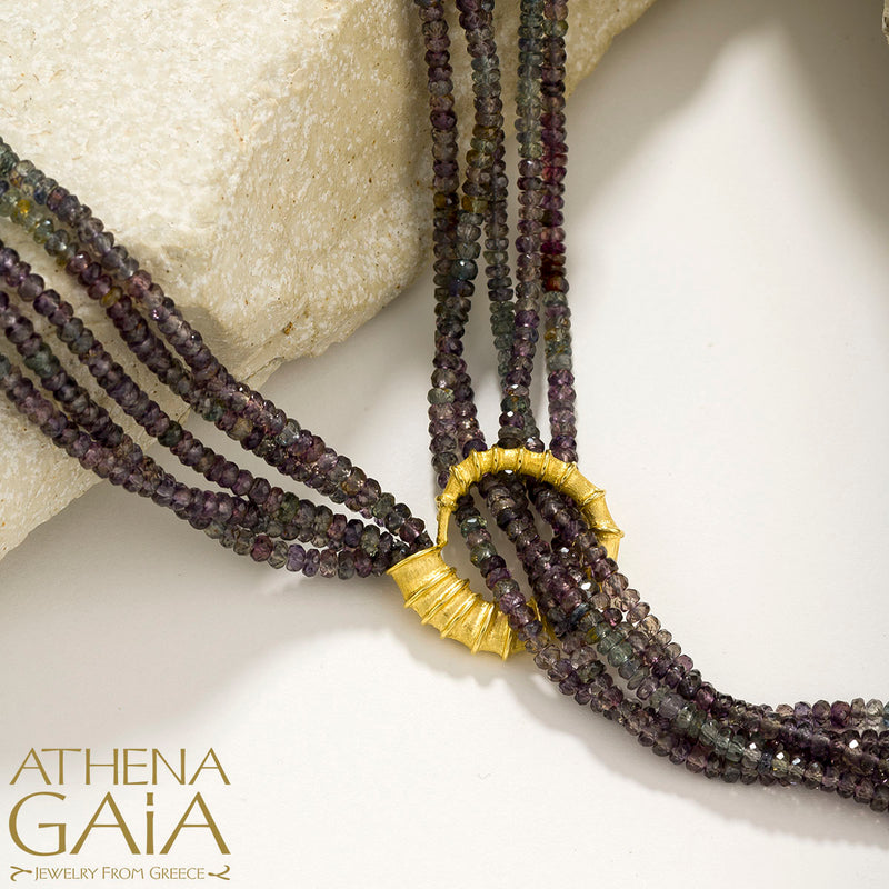 Ram Horn Sapphire River Necklace - 18k Gold Necklace