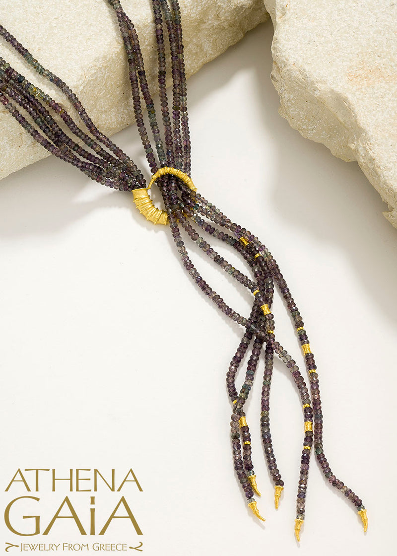 Ram Horn Sapphire River Necklace - 18k Gold Necklace