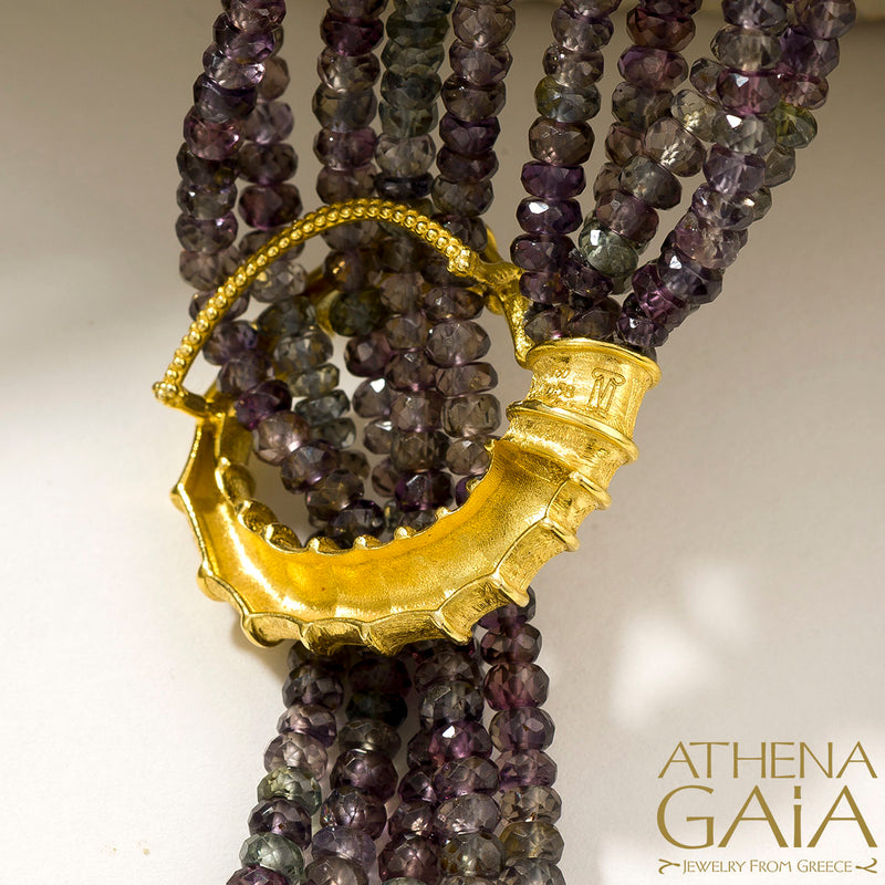 Ram Horn Sapphire River Necklace - 18k Gold Necklace