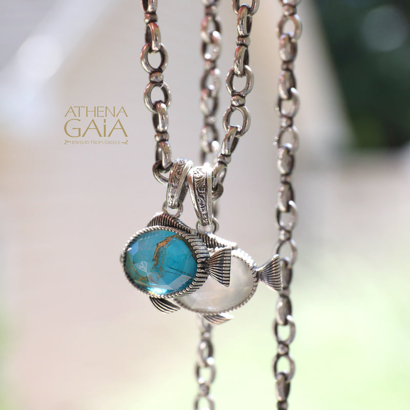 Pop Rocks Ichthus Fish Pendant - Sterling Silver Pendant