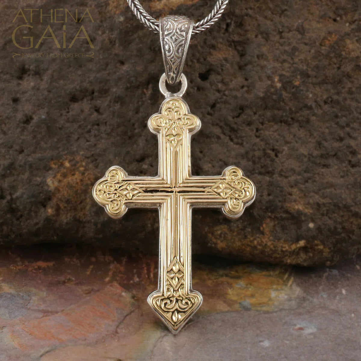 Classic Orthodox Cross (Small) - 18k Gold & Sterling Silver