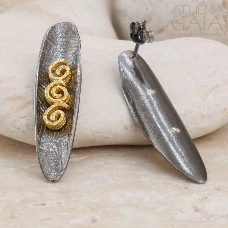 Argonaut Triple Earrings - Gold Plated Sterling Silver Earrings