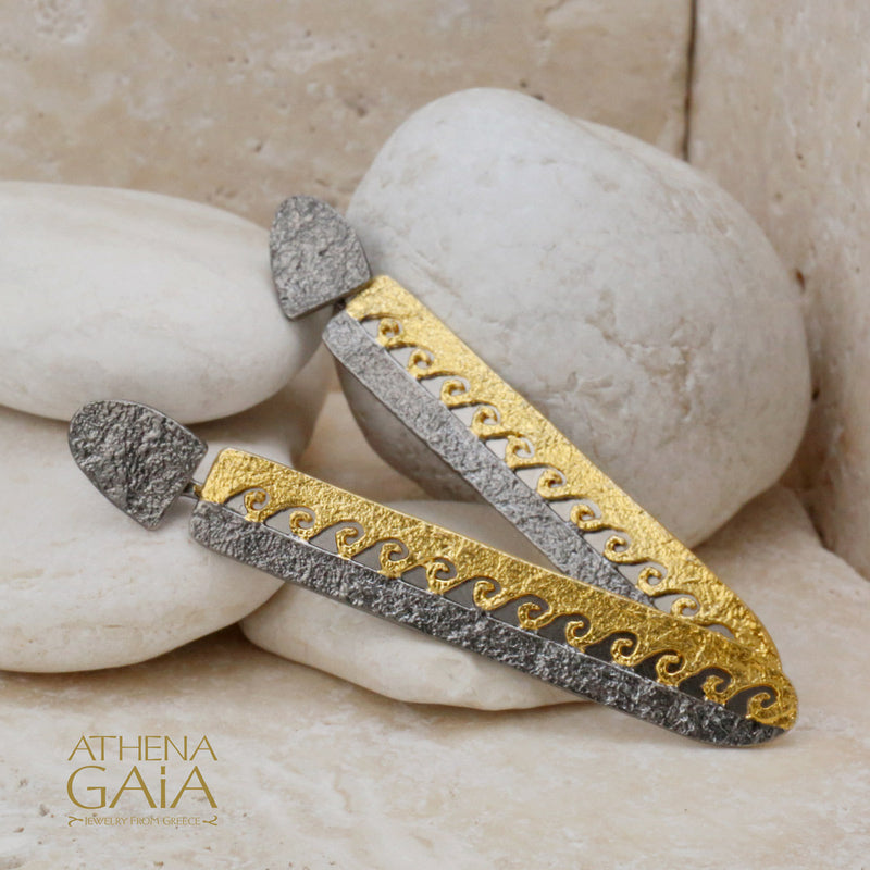 Nightwaves Longboard Earrings - Gold Plated Sterling Silver (In-Stock)