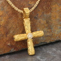 Columns Solid Halo Orthodox Cross (Large) - 18k Gold - Byzantine Cross