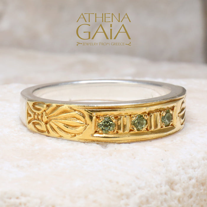 Anthemion Stackable Gold Face Band Ring