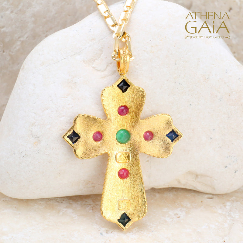 Regal Mia Prosopa Cross (Small) - 18k Gold - Flared Byzantine Cross
