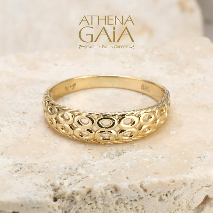 Greek-jewelry promise ring in 14k gold