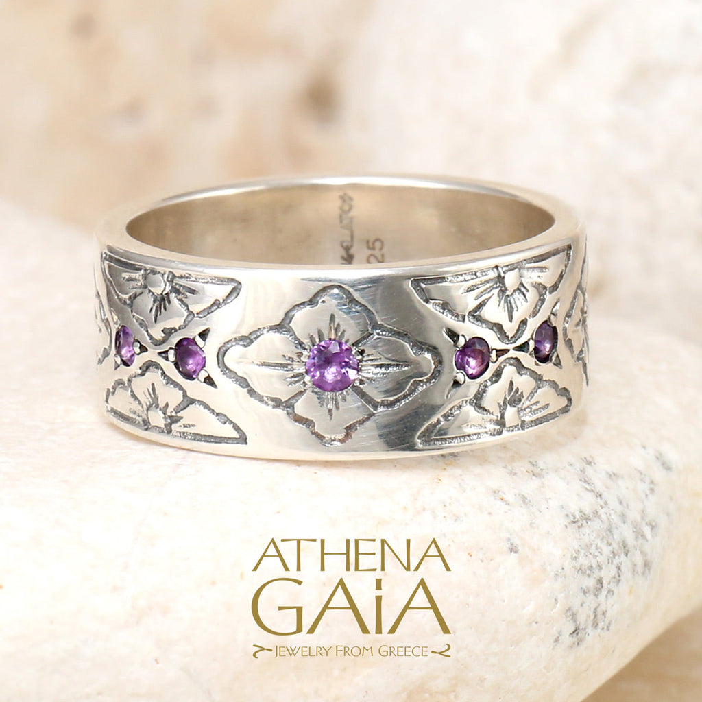 Flower Gemstone Band Ring (In-Stock)