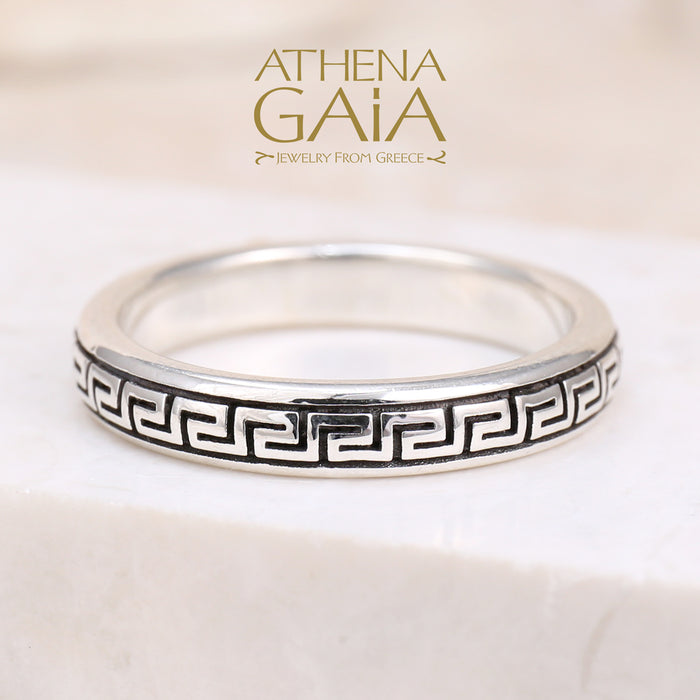 Meander Stackable Band Ring - 18k Gold & Sterling Silver Ring - Stackable Ring (In-Stock)