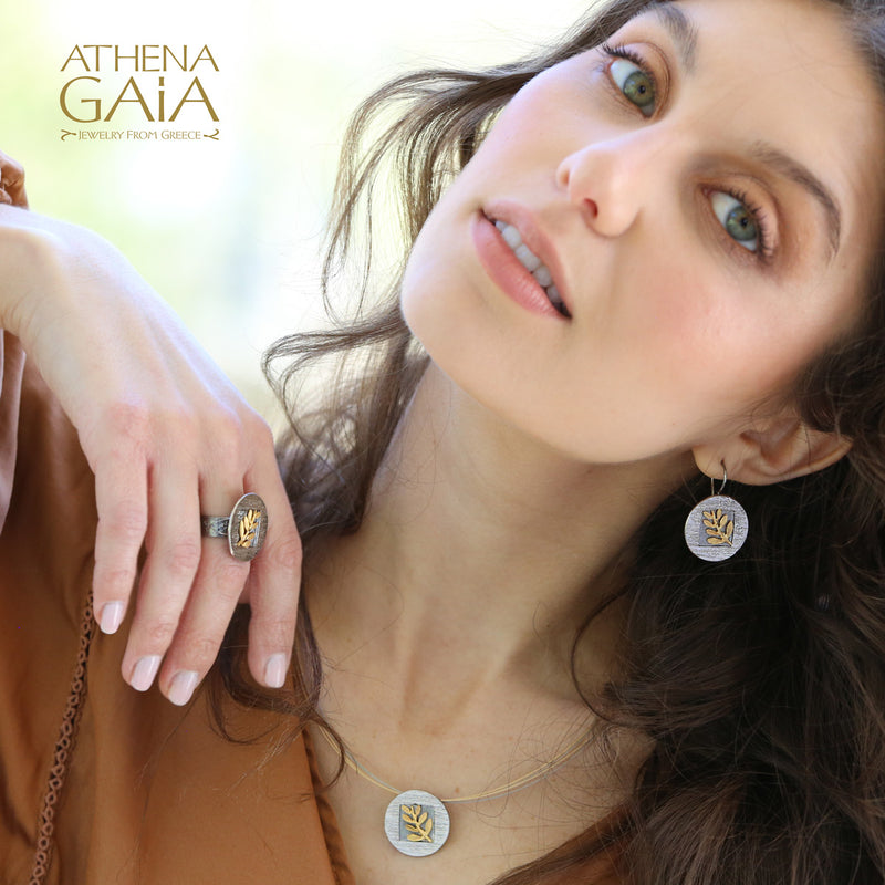 Round Champion Olive Branch Necklace - 14k Gold & Sterling SIlver