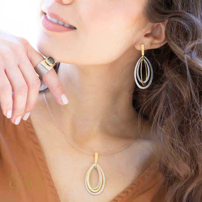 Stilvi Drop Triple Loop Earrings - Gold Plated Sterling Silver Earrings