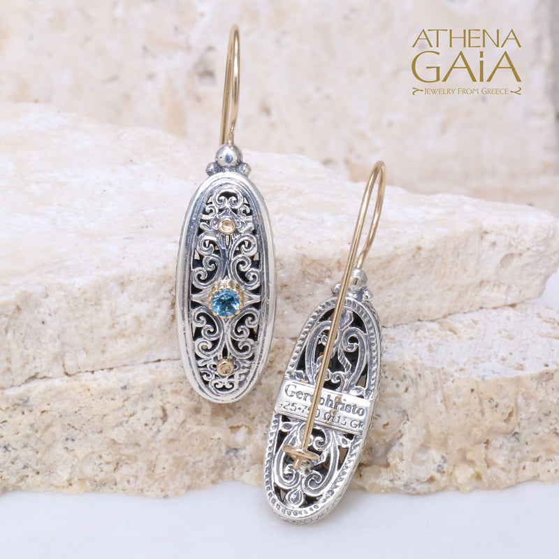 Mediterranean Oval Link Earrings - 18k Gold & Sterling Silver Earrings - French Wire Earrings