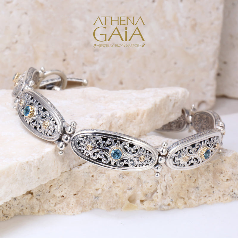 Mediterranean Oval Link Bracelet - 18k Gold & Sterling Silver Bracelet