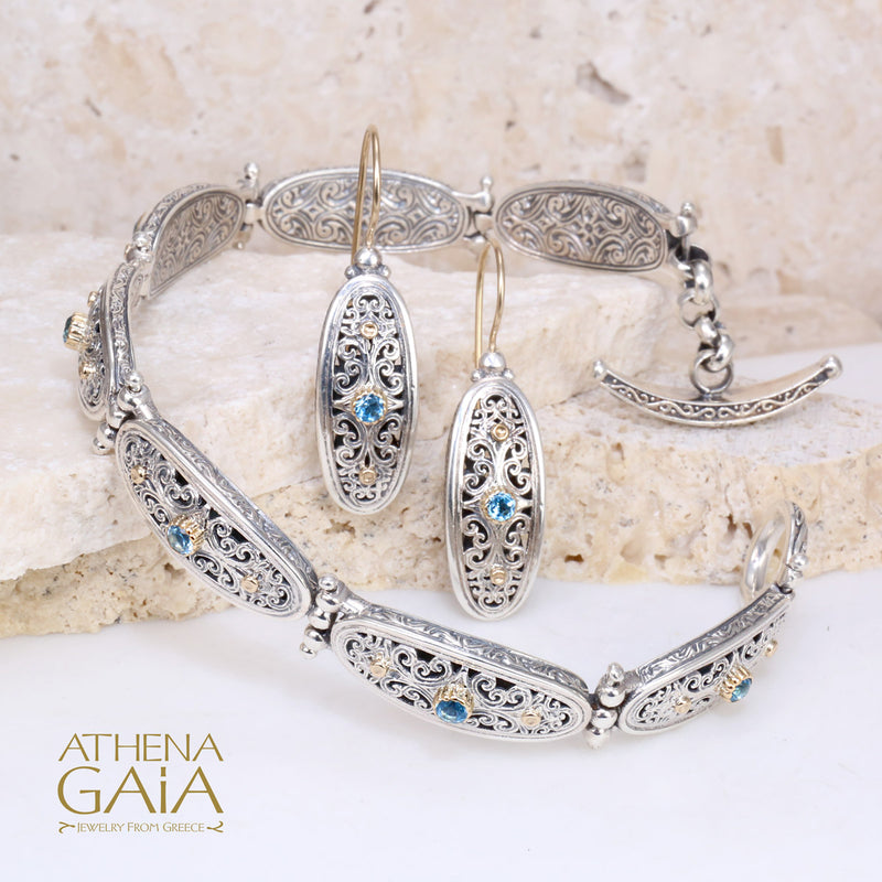 Mediterranean Oval Link Earrings - 18k Gold & Sterling Silver Earrings - French Wire Earrings