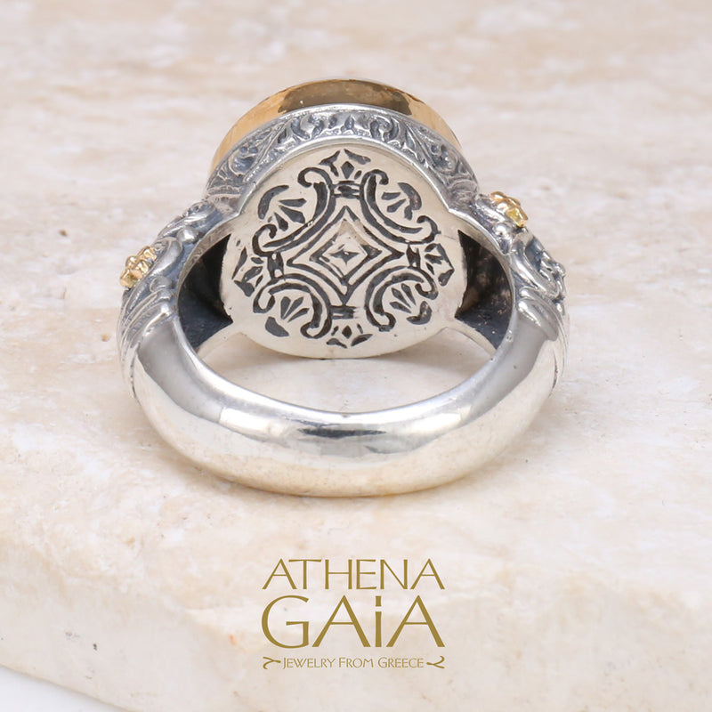 Meadow Breeze Pearl Ring - 18k Gold & Sterling Silver Ring- Cocktail Ring