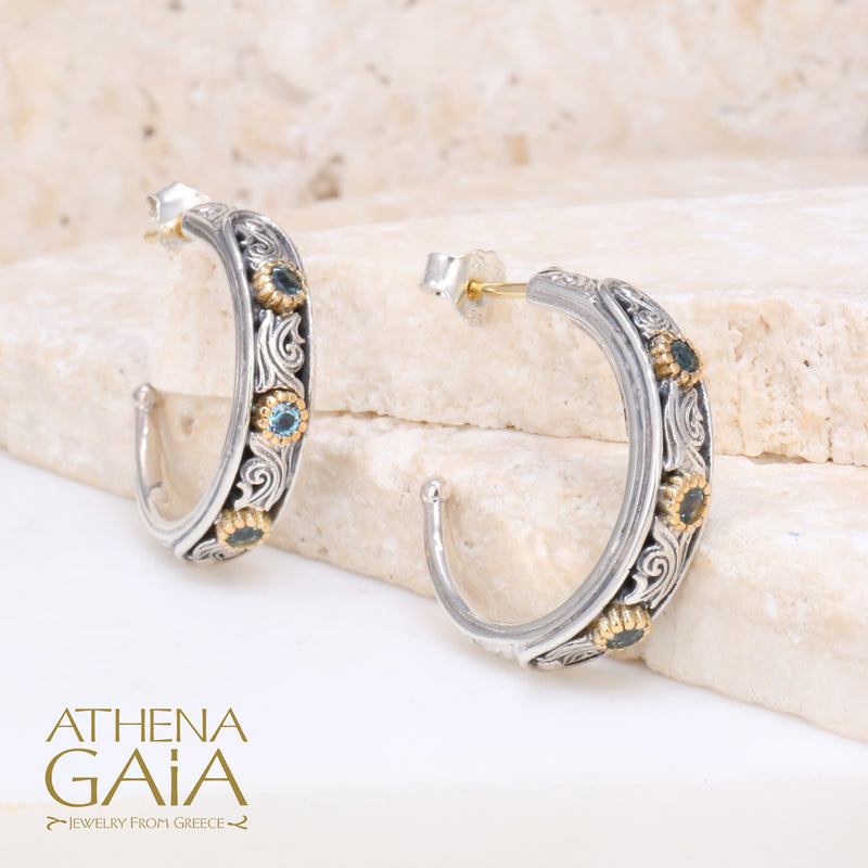 Nefeli Earrings - 18k Gold & Sterling Silver - Hoop Earrings