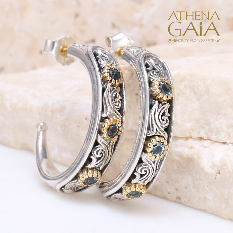 Nefeli Earrings - 18k Gold & Sterling Silver - Hoop Earrings