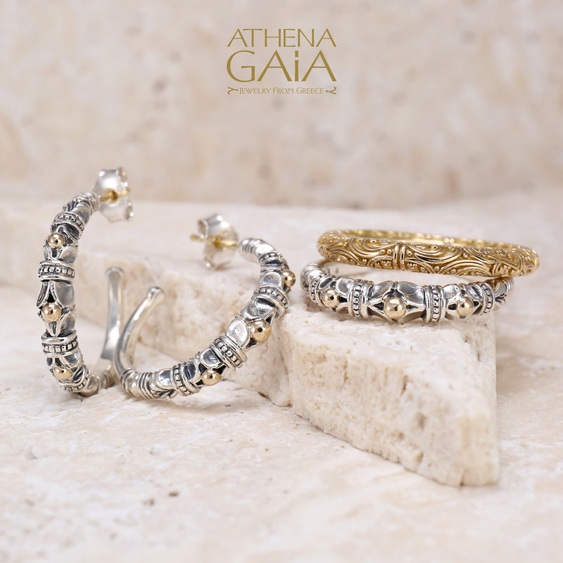 Gold Dot Ring - 18k Gold & Sterling Silver Ring - Stackable Ring