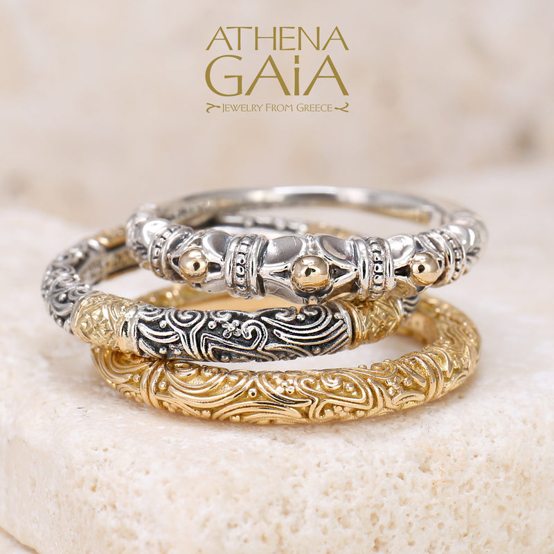 Gold Dot Ring - 18k Gold & Sterling Silver Ring - Stackable Ring