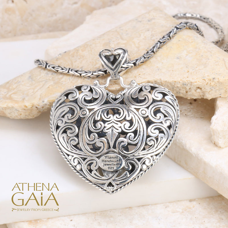 Synergy Pearl Heart Filigree Pendant - Sterling Silver Pendant
