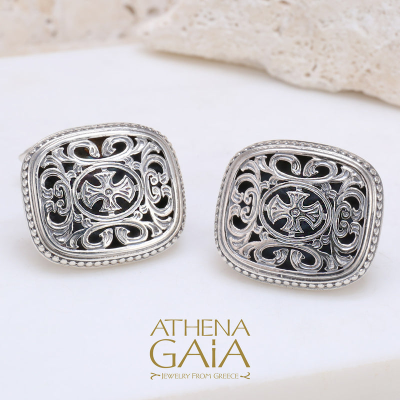 Garden Shadows Maltese Sterling Silver Cross Cufflinks