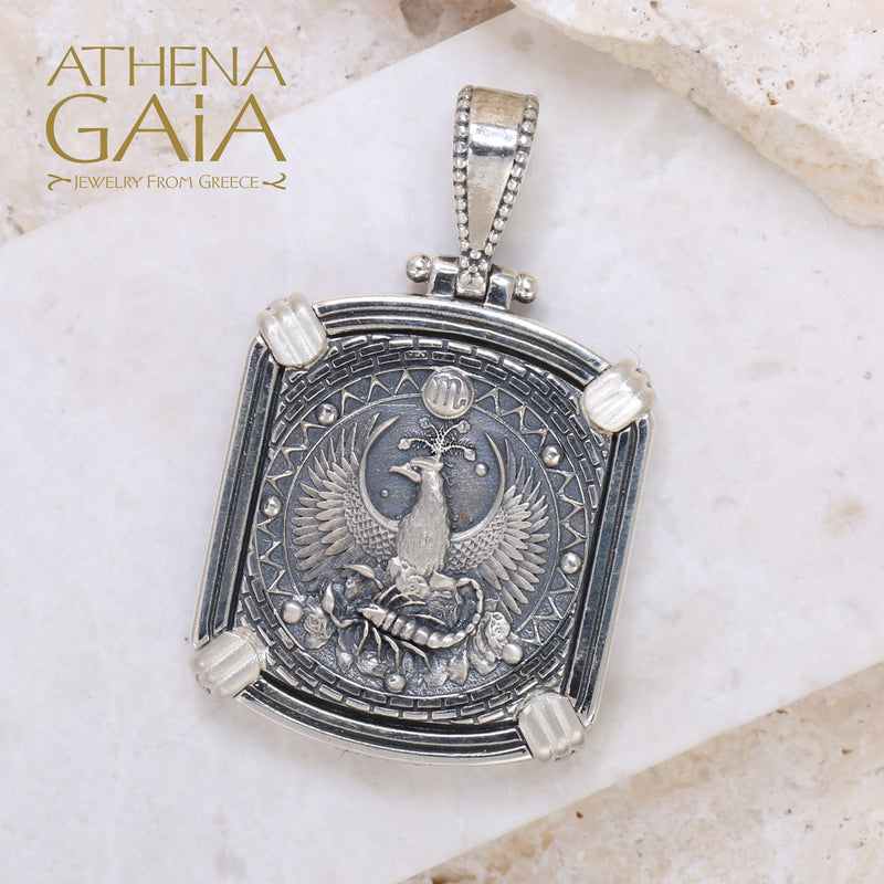 Silver Reversible Zodiac Pendant - Sterling Silver Pendant