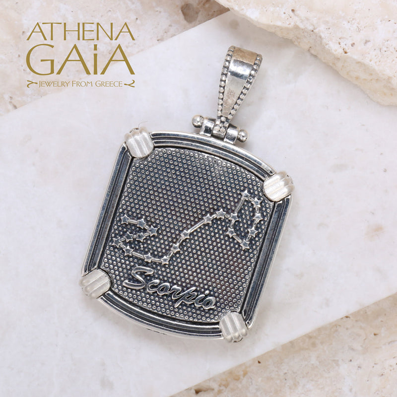 Silver Reversible Zodiac Pendant - Sterling Silver Pendant