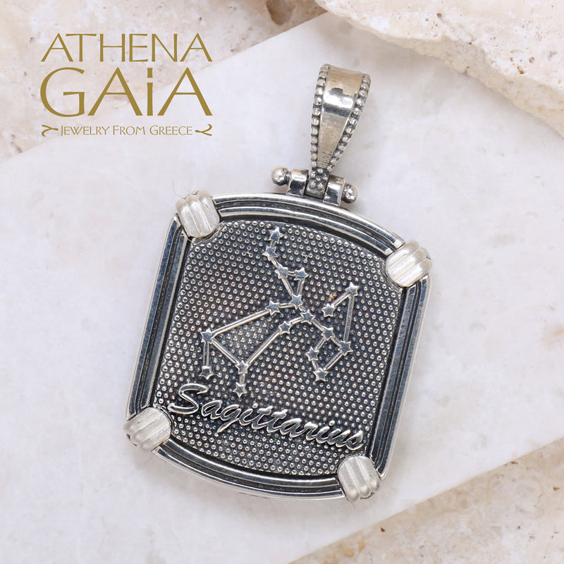 Silver Reversible Zodiac Pendant - Sterling Silver Pendant